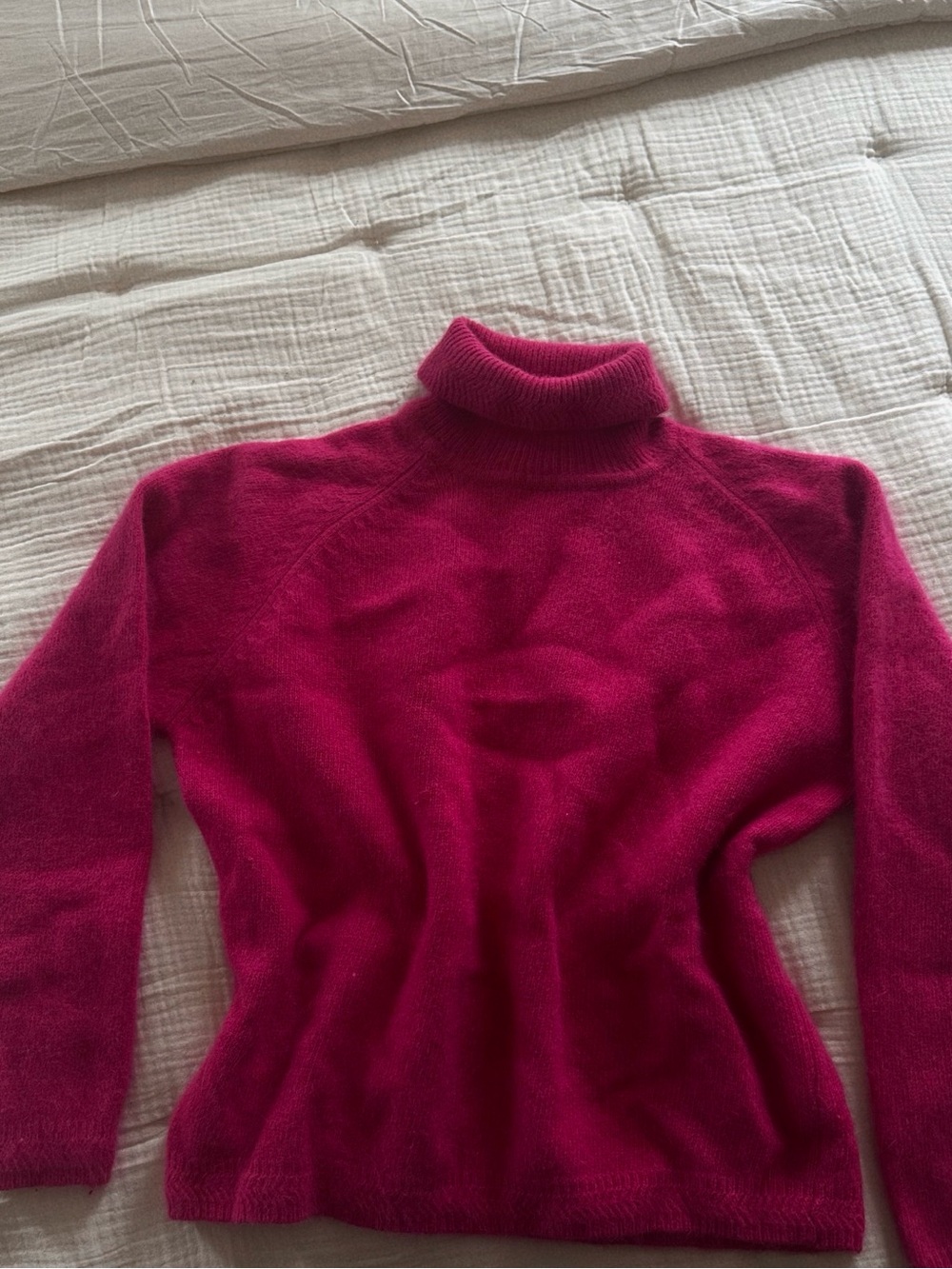 ANGORA/LAMBSWOOL Chaus Women's Bright Fuchsia Turtleneck Sweater